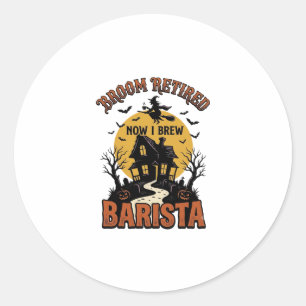 Halloween Barista Tröja Rolig Häxa Kaffe Skämt Des Runt Klistermärke