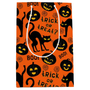 Halloween-barn trick or treat svart katt pumpa
