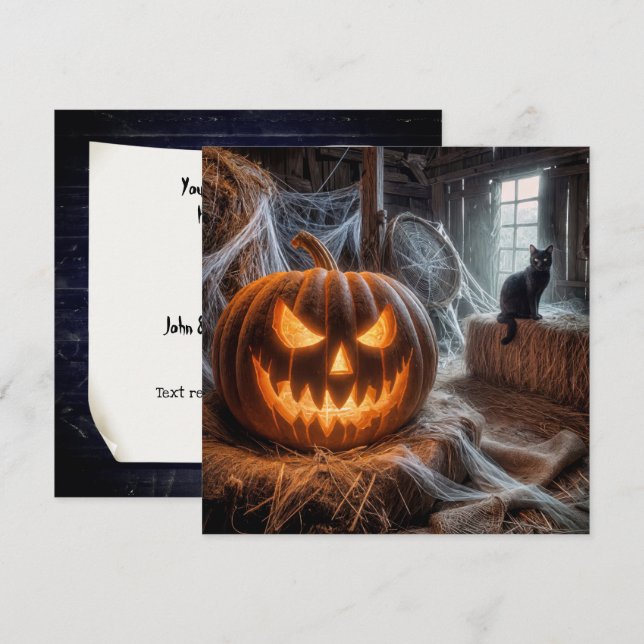 Halloween Barnkalas Inbjudningar (Fram/baksida)