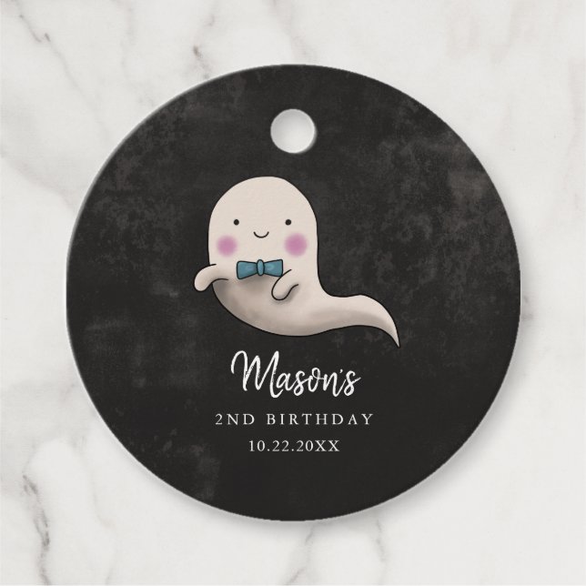 Halloween Barns födelsedag Party Bow Tie Ghost Gåvor Etiketter (Framsida)