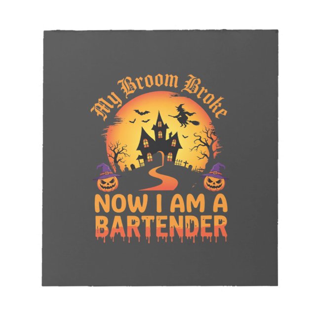 Halloween Bartender Spökhus Häxa Pumpa De Anteckningsblock (Framsida)