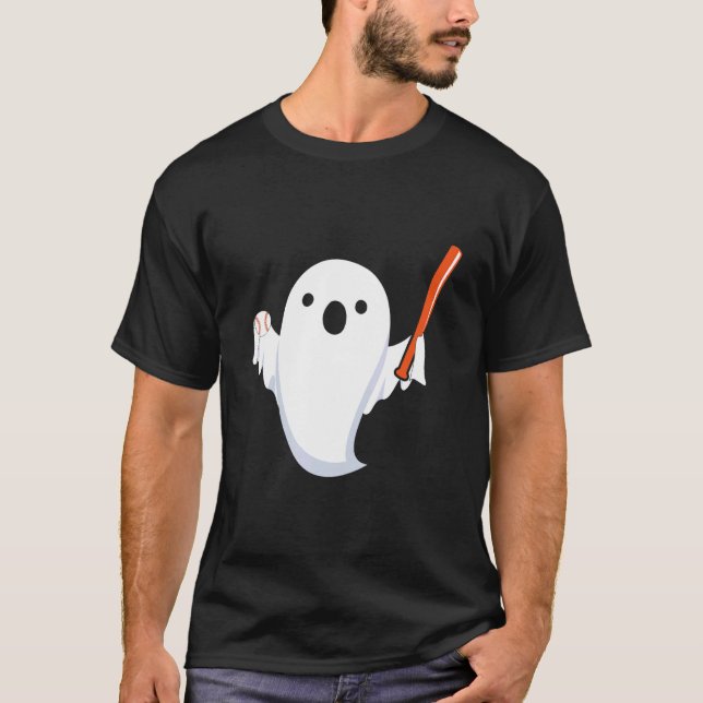 Halloween Baseball Ghost Baseball Player Halloween T Shirt (Framsida)
