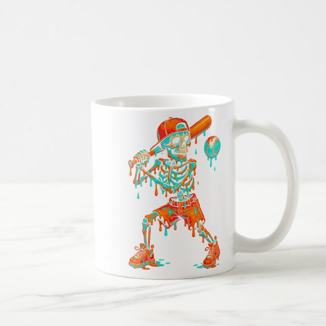 Halloween Baseball Skeleton Ice Cream Drip Basebal Kaffemugg (Höger)