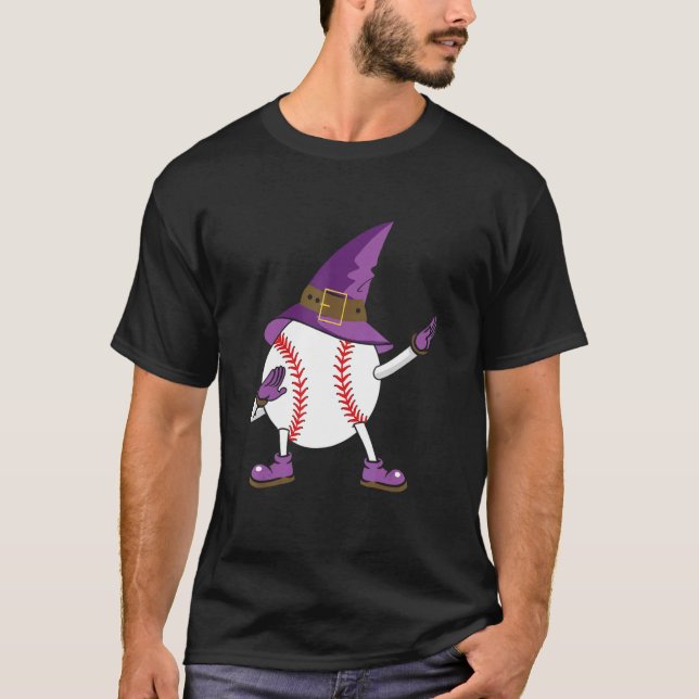 Halloween Baseball Witch Baseball Player Halloween T Shirt (Framsida)