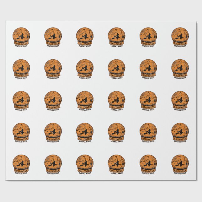 Halloween Baseboll Maker Flygande Häxa Trä Måne  Presentpapper (Platt)