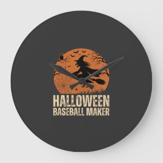 Halloween Baseboll Maker Vintage Häxa Grafik Stor Klocka