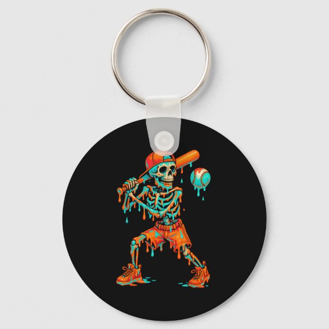 Halloween Baseboll Skelett Glass Drip Baseboll Nyckelring (Framsida)