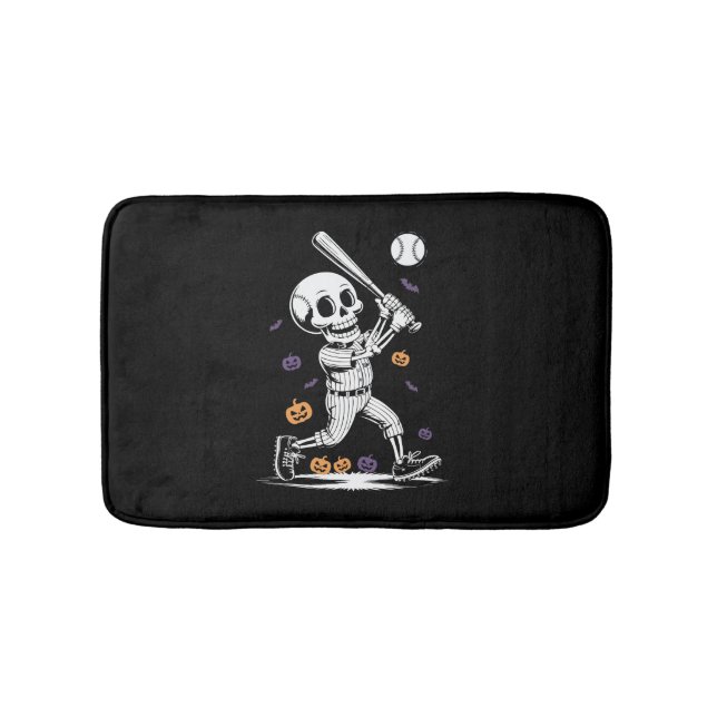 Halloween Baseboll Skelett Slår Badrumsmatta (Framsidan)