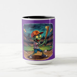 Halloween Baseboll, Zombie, Hjärnor Över Baser Mugg