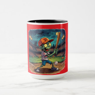 Halloween Baseboll, Zombie, Hjärnor Över Baser Mugg