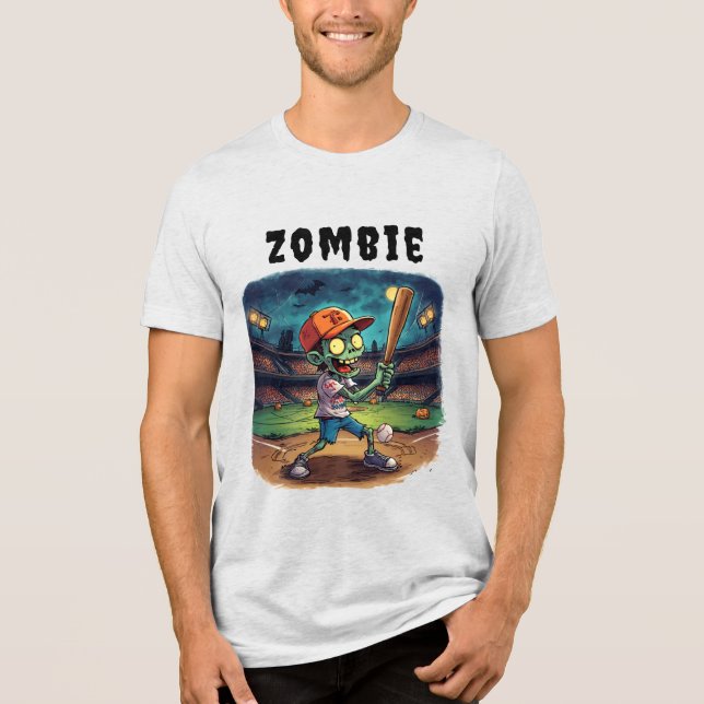 Halloween Baseboll, Zombie, Hjärnor Över Baser  T Shirt (Framsida)