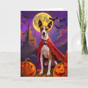 Halloween Basenji Hund Pumpkins Scary Kort