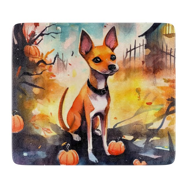 Halloween Basenji med pumpor Scary (Framsidan)
