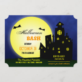 Halloween Bash Haunted Castle| Fladdermöss| Måne Inbjudningar