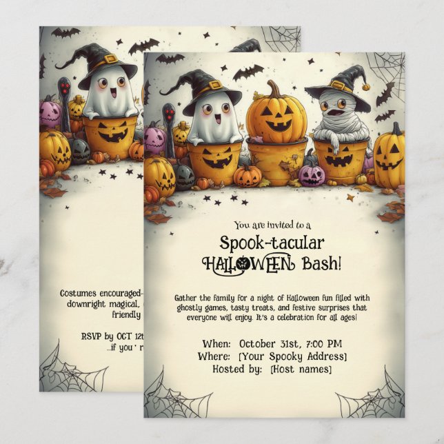 HALLOWEEN Bash! Inbjudningar (Fram/baksida)
