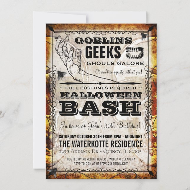 Halloween Bash Party-inbjudan Inbjudningar (Framsida)