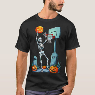 Halloween Basketball Skeleton Pumpkin T Shirt