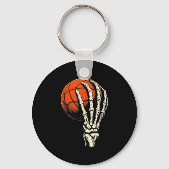 Halloween Basketball Skeleton Skull Player Men Boy Nyckelring (Framsida)