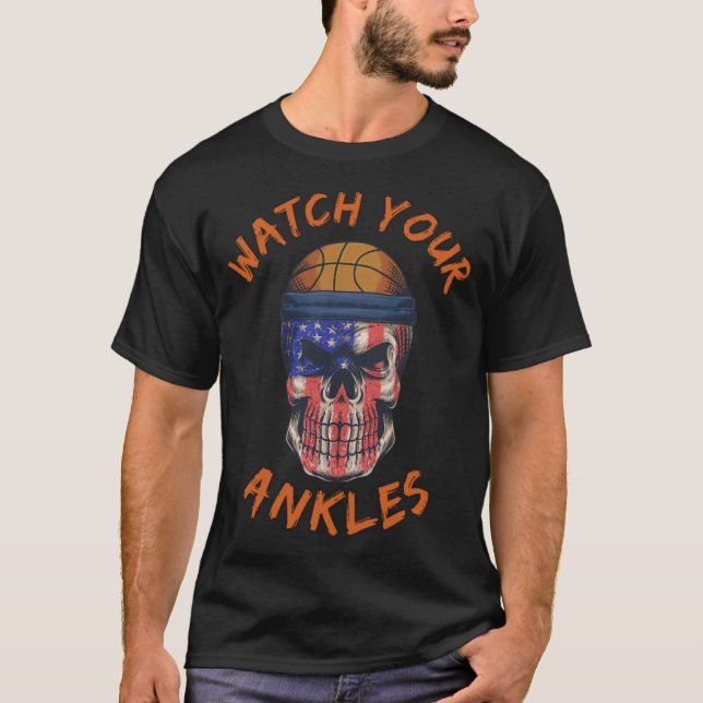 Halloween Basketball Skeleton Watch Your 90s baske T Shirt (Framsida)