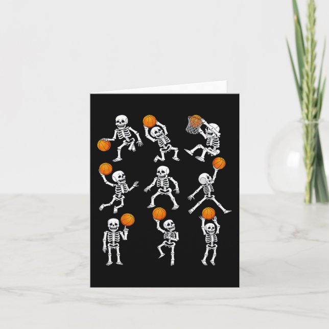Halloween Basketball Skeletons Dunking Dribble Boy Kort (Framsida)