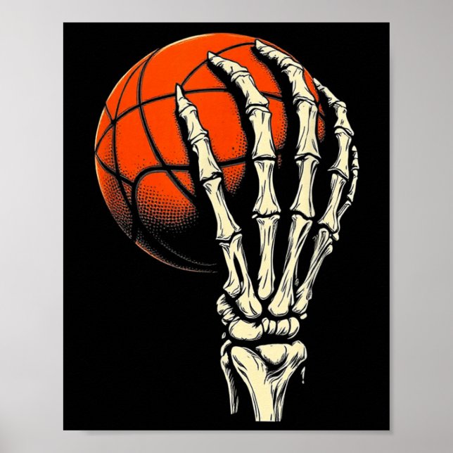 Halloween Basketboll Skelett Dödskalle Spelare Män Poster (Framsidan)