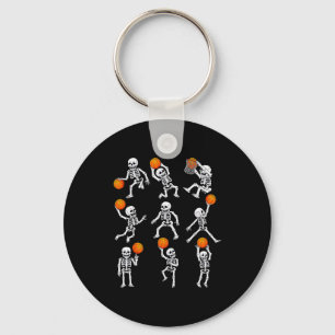 Halloween Basketboll Skelett Dunking Dribble Pojke Nyckelring