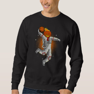 Halloween Basketspelare Astronaut Pumpa Jack Lång Ärmad Tröja