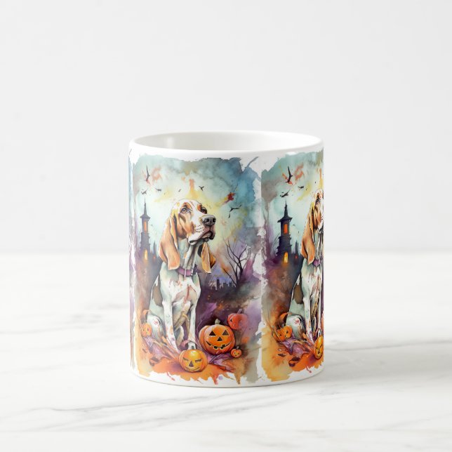 Halloween Basset Hound Med Pumpa Skräck Kaffemugg (Center)