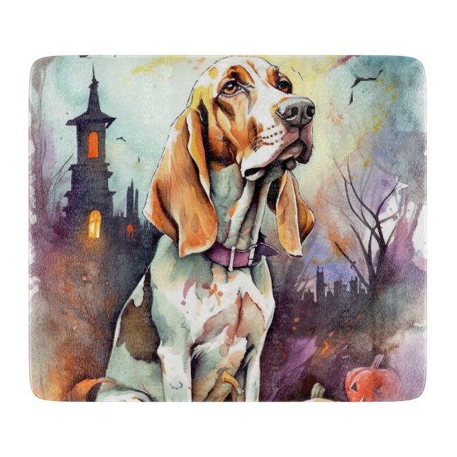 Halloween Basset Hound med pumpor Scary (Framsidan)