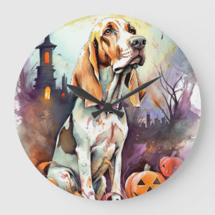 Halloween Basset Hound med pumpor Scary Stor Klocka