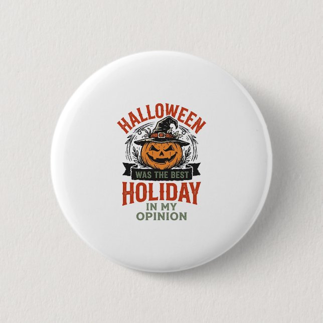 Halloween Bästa Högtid Vintage Pumpa Tröja Desig Knapp (Framsida)