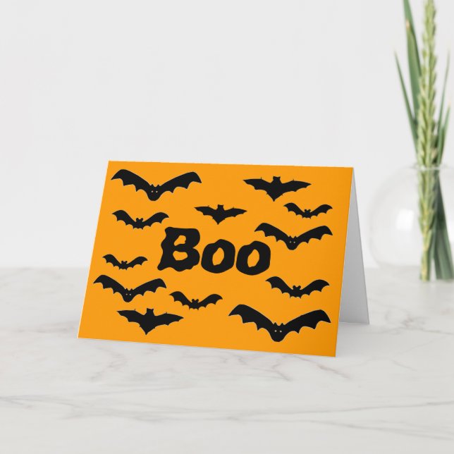 Halloween Batty "Boo" Kort (Framsida)