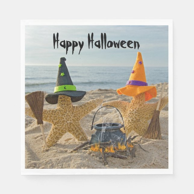 Halloween Beach Starfish Witches Pappersservett (Framsidan)