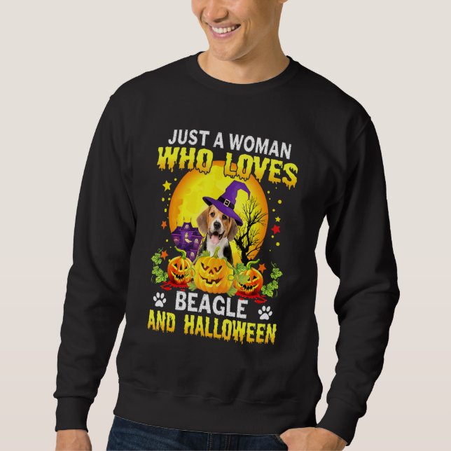 Halloween Beagle Hund Pumpkin Costume För manar Wo Lång Ärmad Tröja (Framsida)