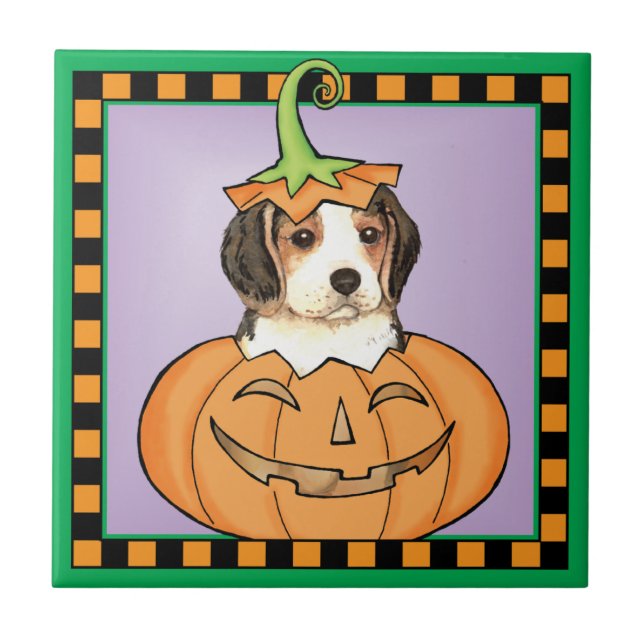 Halloween Beagle Kakelplatta (Framsidan)