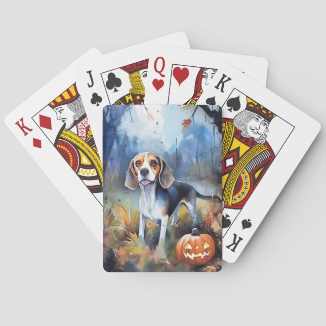 Halloween Beagle Med Pumpa Skräckinjagande Casinokort (Baksidan)