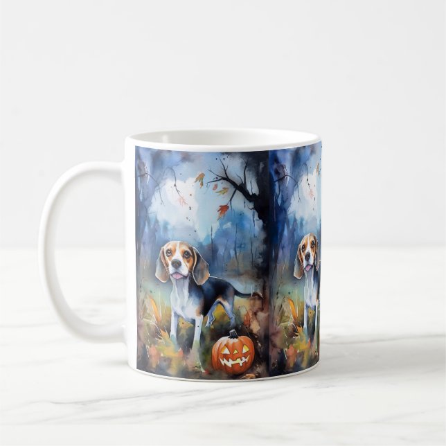 Halloween Beagle Med Pumpa Skräckinjagande Kaffemugg (Vänster)