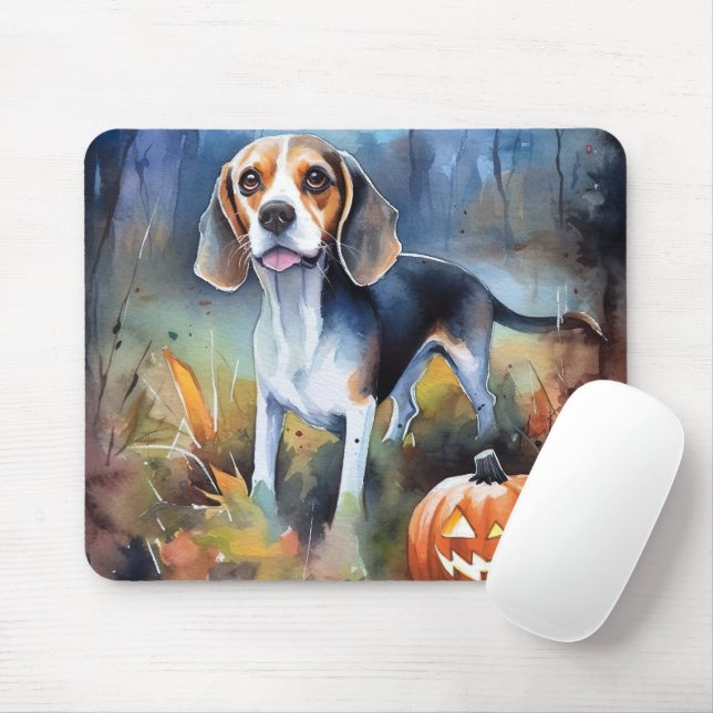 Halloween-beagle med pumpor-skandal musmatta (Med mus)