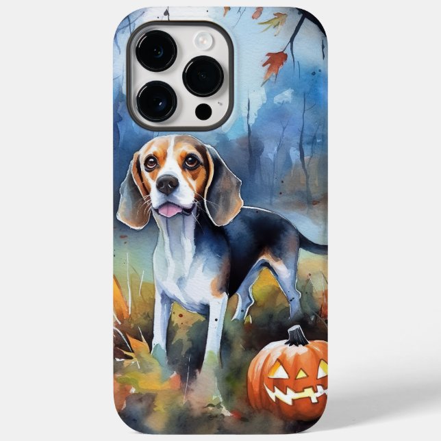 Halloween Beagle Med Pumpor Skräckinjagande (Baksida)
