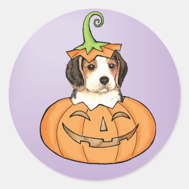 Halloween Beagle Runt Klistermärke (Framsida)