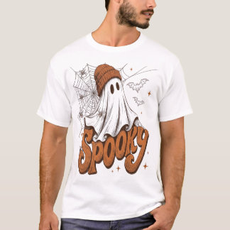 Halloween Beanie Ghost Skräckig Webb Höst Konst T Shirt