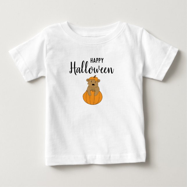 Halloween Bear Pumpkin Kid T Shirt (Framsida)