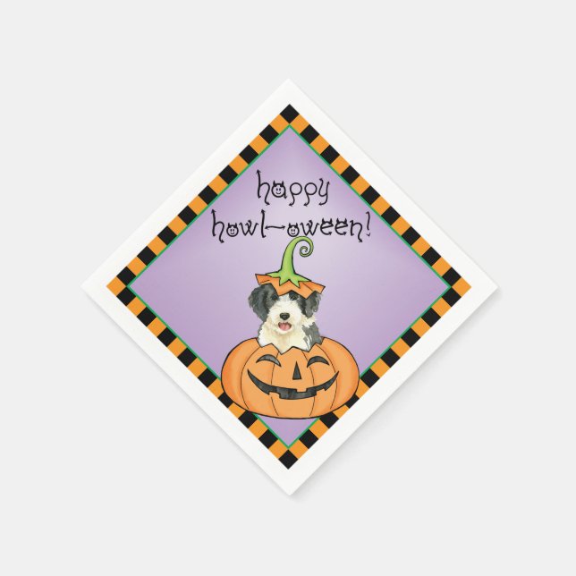 Halloween Bearded Collie Napkins Pappersservett (Hörn)