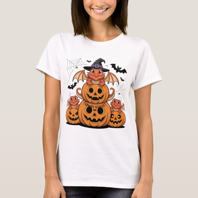 Halloween Bearded Dragons med Pumpkins T Shirt (Framsida)