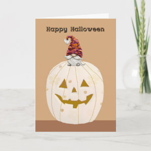 Halloween Beige Pumpkin med Gnome Kort