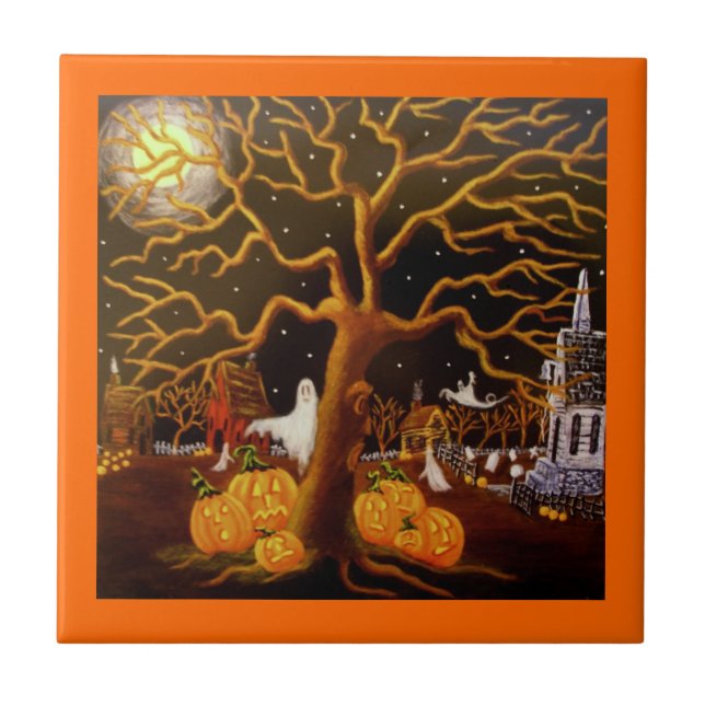 Halloween belägger med tegel, spöken, jack o kakelplatta (Framsidan)