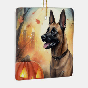 Halloween Belgisk Malinoi Med Pumpa Skräckinjagand Julgransprydnad Keramik