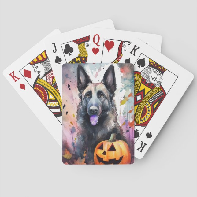 Halloween belgisk shepherd med påsar casinokort (Baksidan)