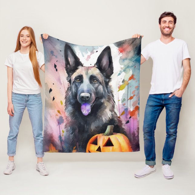 Halloween belgisk shepherd med påsar fleecefilt (På plats)