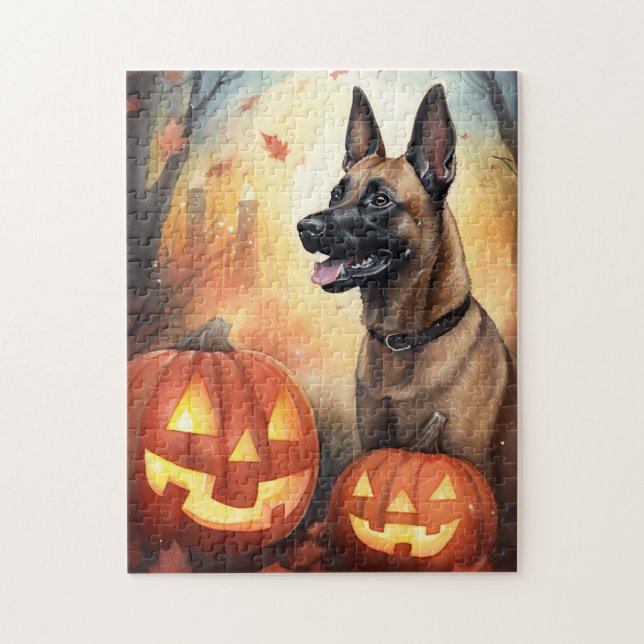 Halloween Belgium Malinoi med påfyllningsskandal Pussel (Vertikal)
